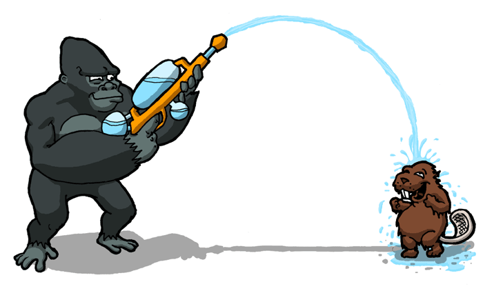 Gorilla and a Beaver